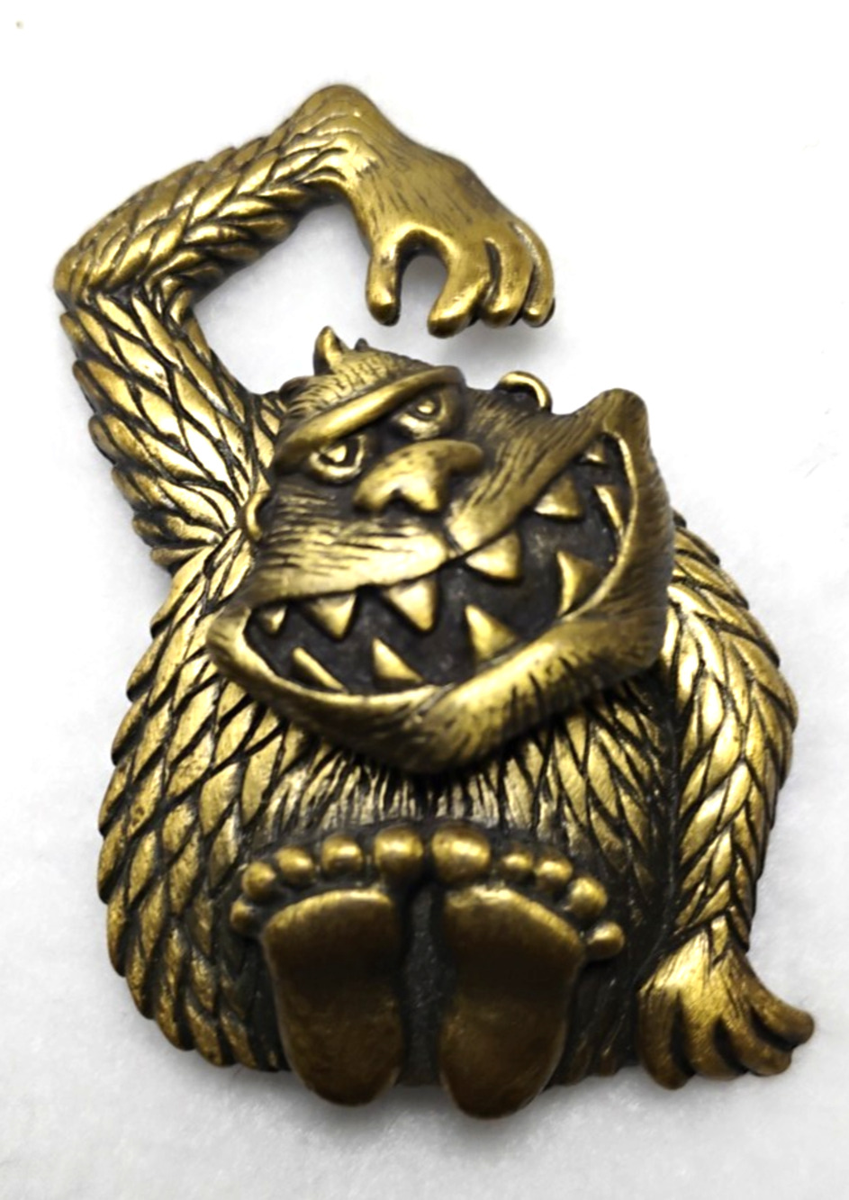Vintage JJ Monkey Chimp Brooch Pin Articulated Scratching Head Figural Novelty